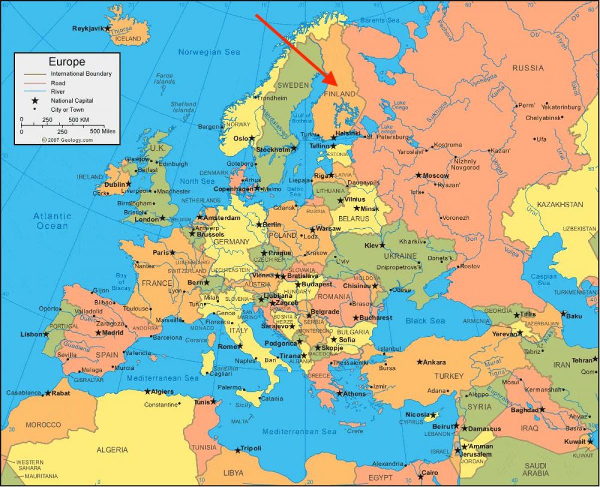 موقع فنلندا على خريطة شمال أوروبا